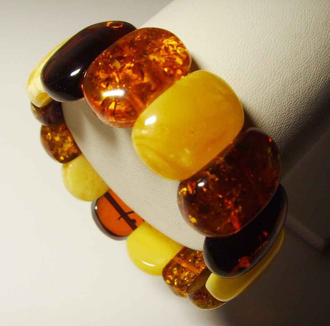 Polished Baltic Amber Bracelet for Adult - Men and Women -  Genuine Baltic Amber 31.72gr.